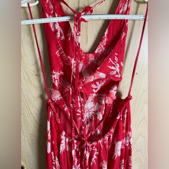Free People Lille Printed Maxi Halter Dress Raspberry Red Endless Summer Beach L - Picture 7 of 15